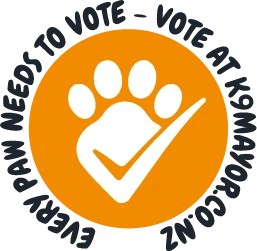 Every paw needs to vote: orange paw and voting tick campaign artwork